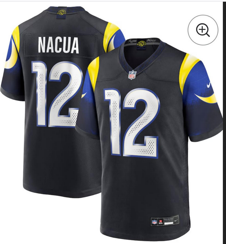 Men 2025 Los Angeles Rams #12 Nacua black Nike NFL Jersey->women nfl jersey->Women Jersey